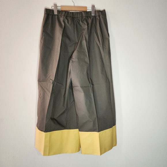 MJM 100% Cotton Two-tone brown and yellow wide leg casual pants - Picture 10 of 13